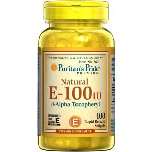 Витамин Е, Natural Vitamin E, Puritan's Pride, 100 МЕ, 100 гелевых капсул