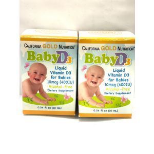 Witamina D3 dla niemowląt, California Gold Nutrition, Krople, 400 IU (10 mcg), 10 ml