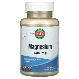 Магний, Magnesium, KAL, 500 мг, 60 таблеток