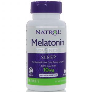 Melatonina, melatonina, Natrol, o przedłużonym uwalnianiu, 10 mg, 60 tabletek