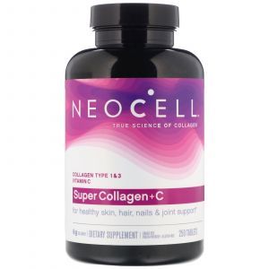 Super Kolagen Typ 1 i 3, Kolagen + C, Neocell, 6000 mg, 250 Tabletki