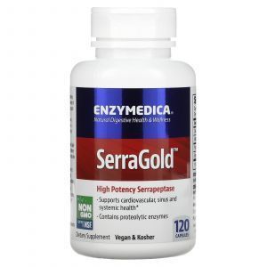 Протеолитические ферменты, SerraGold, Enzymedica, серрапептаза для сердца, 120 капсул