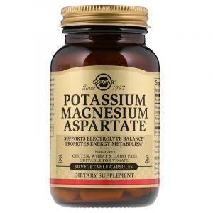 Магний и калий аспартат, Potassium Magnesium, Solgar, 90 вегетарианских капсул