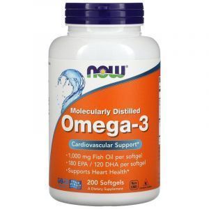 Omega 3, wsparcie serca, Omega-3, Now Foods, 180 EPA/120 DHA, 200 kapsułek