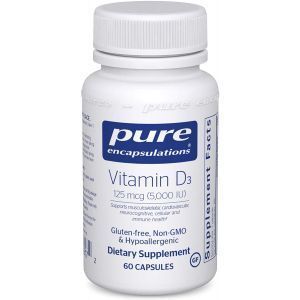 Витамин D3, Vitamin D3, Pure Encapsulations, 5000 МЕ, 60 капсул