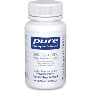 Beta-karoten (z mieszanymi karotenoidami), Beta-karoten, czyste kapsułki, przeciwutleniacz i prekursor witaminy A, 90 kapsułek
