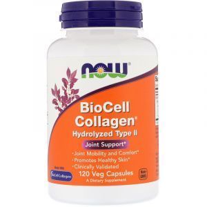 BioSil Kolagen Typ II, BioCell Kolagen, Now Foods, Hydrolizowany, Kapsułki 120