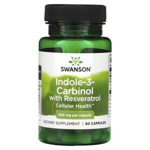 Индол-3-карбинол, Indole-3-Carbinol, Swanson, с ресвератролом, 200 мг, 60 капсул
