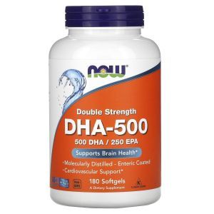 Докозагексаеновая кислота (ДГК), DHA-500, Now Foods, двойная сила, 180 гелевых капсул