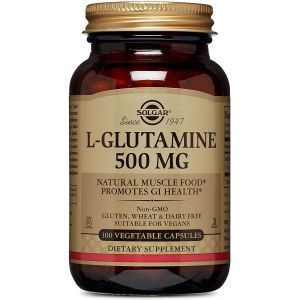 L- глютамин,  L-Glutamine, Solgar, 500 мг, 100 вегетарианских капсул
