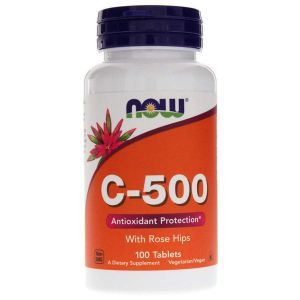 Witamina C z dzikiej róży, C-500 RH, Now Foods, 500 mg, 100 tabletek