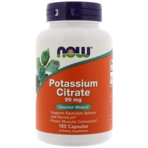 Калий цитрат, Potassium Citrate, Now Foods, 99 мг, 180 капсу
