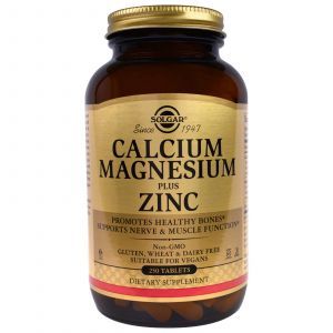 Кальций магний цинк (Calcium Magnesium), Solgar, 250 таблет
