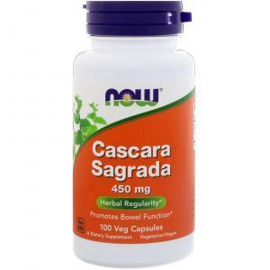 Каскара саграда, Cascara Sagrada, Now Foods, 450 мг, 100 кап
