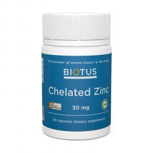 Хелатный цинк, Chelated Zinc, Biotus, 30 мг, 30 капсул