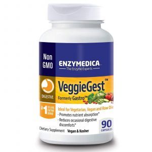 Enzymy trawienne, VeggieGest, Enzymedica, Trawienie błonnika roślinnego, 90 Kapsułki