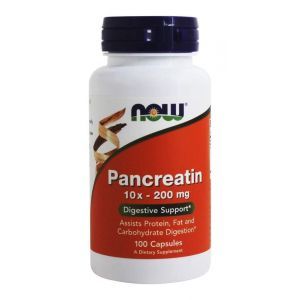 Pankreatyna, Now Foods, 10X 200 mg, 100 kapsułek