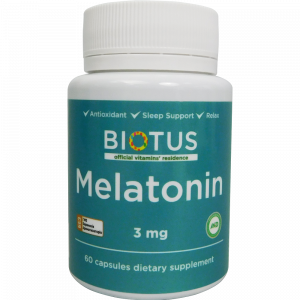 Мелатонин, Melatonin, Biotus, 3 мг, 60 капсул