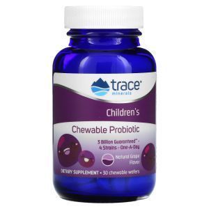 Пробиотики для детей, Chewable Probiotic, Trace Minerals Research, жевательный, виноград Конкорд, 30 штук