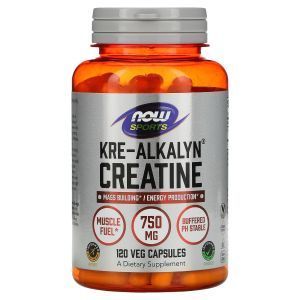 Креатин, Kre-Alkalyn Creatine, Now Foods, Sports, 750 мг, 120 вегетарианских капсул

