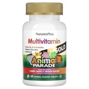 Мультивитамины и минералы для детей, с разными вкусами, Multi-Vitamin & Mineral, Nature's Plus, Source of Life, вишня, 60 таблеток в форме животных