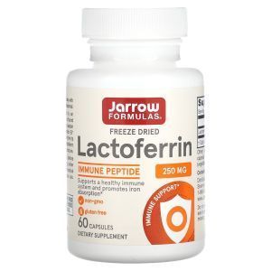  Лактоферрин, Lactoferrin, Jarrow Formulas, лиофилизированный, 250 мг, 60 капсул.