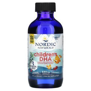 Жидкий рыбий жир для детей от 1 до 6 лет, Children's DHA, Nordic Naturals, клубника, 530 мг, 119 мл