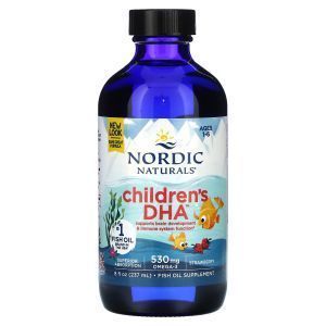 Жидкий рыбий жир для детей, Children's DHA, Nordic Naturals, клубника, 237 мл (Default)