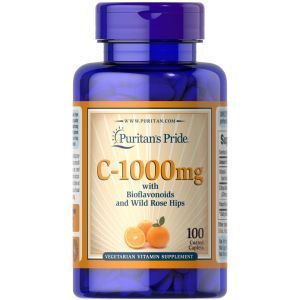 Витамин С с биофлавоноидами, Vitamin C, Puritan's Pride, шиповник, 1000 мг, 100 каплет