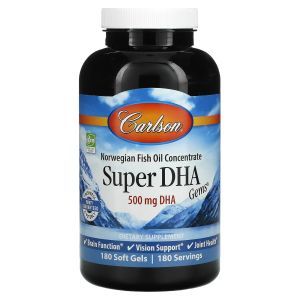 Рыбий жир, Super-DHA Gems, Carlson Labs, 500 мг, 180 капсул