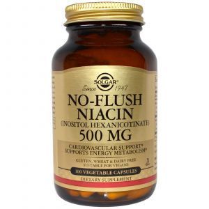 Niacyna, No-Flush Niacyna, Solgar, Non-Flush, 500 mg, 100 Kapsułki