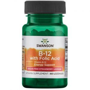 Витамин В-12 и фолиевая кислота, Ultra Vitamin B-12 with Folic Acid, Swanson, вкус клубники, 60 леденцов